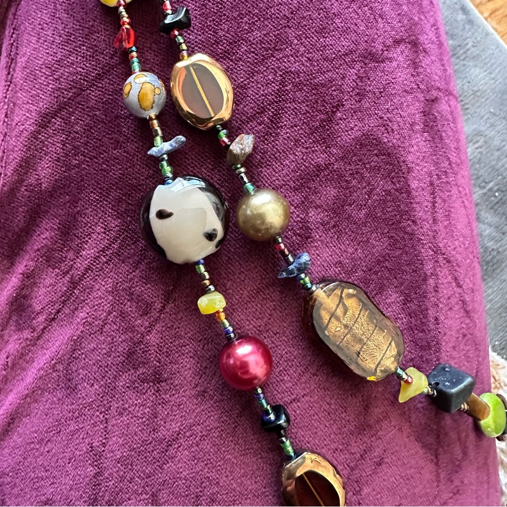 Murano Vintage Multicolor Beaded Glass and Stone Necklace.  STUNNING 🤩 20” w ext - Picture 11 of 15